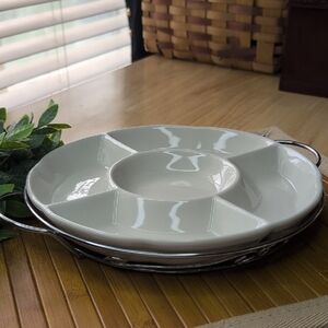 Sienna By Godinger Cream Ceramic 5 Section Serving Platter